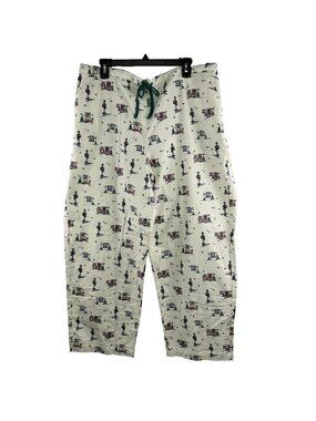 Talbots Sz XL Flannel Christmas Holiday Drawstring Pajama Pants Women Pockets